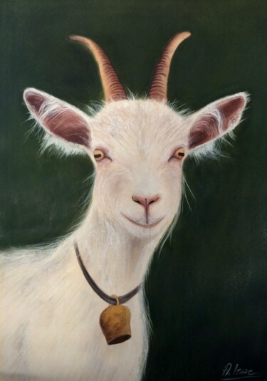 Painting titled "A young goat" by Anna Isaac, Original Artwork, Pastel Mounted on Plexiglass