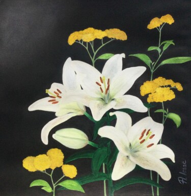 Painting titled "Lily" by Anna Isaac, Original Artwork, Pastel Mounted on Cardboard