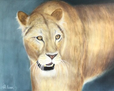 Pintura titulada "Lioness" por Anna Isaac, Obra de arte original, Pastel