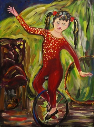 Картина под названием "Цирковая девочка" - Anna Gorbach, Подлинное произведение искусства, Масло