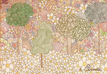 Disegno intitolato "Alberi" da Anna, Opera d'arte originale, Matite colorate