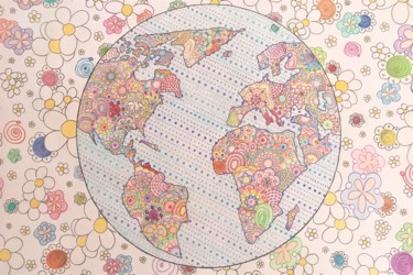 Disegno intitolato "Il mondo che vorrei" da Anna, Opera d'arte originale, Matite colorate