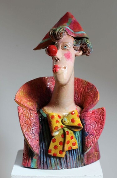 Skulptur mit dem Titel "Klaun Jan" von Annaart, Original-Kunstwerk, Keramik