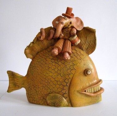 Skulptur mit dem Titel "My big fish" von Annaart, Original-Kunstwerk, Keramik