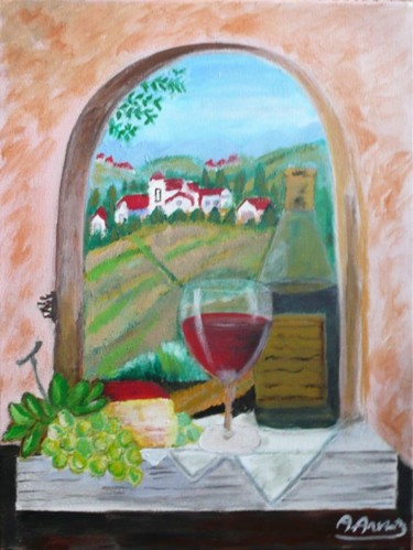 Pittura intitolato "Vino di campagna" da Anna Arvonio, Opera d'arte originale