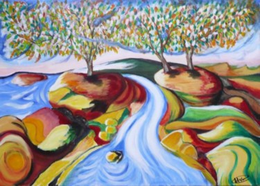 Pittura intitolato "fiume di sensazione" da Anna Arvonio, Opera d'arte originale