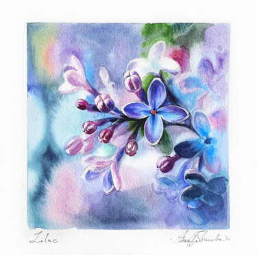 Painting titled "Lilac" by Anna Babysheva, Original Artwork, Watercolor