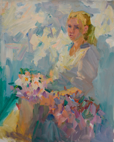 Painting titled "Angel" by Anna Bashlukova, Original Artwork, Oil