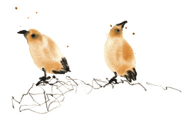 Картина под названием "Birds 03" - Annabel Andrews, Подлинное произведение искусства, Гуашь