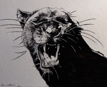 제목이 "Panthère noire"인 그림 Annabel Klein로, 원작, 잉크