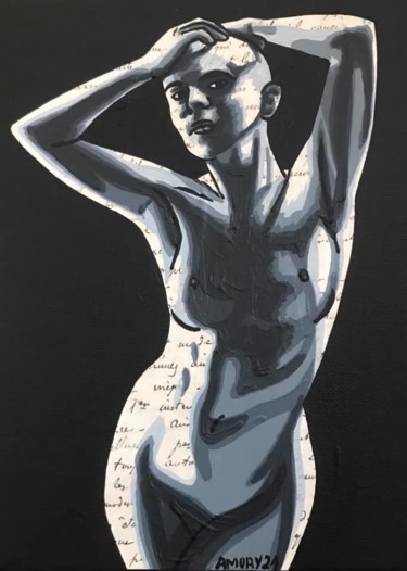 Collagen mit dem Titel "Scarlett" von Annabelle Amory, Original-Kunstwerk, Acryl