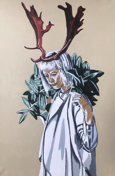 Collagen mit dem Titel "L'esprit de la forêt" von Annabelle Amory, Original-Kunstwerk, Acryl Auf Keilrahmen aus Holz montiert