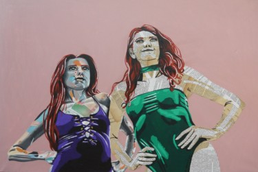 Collages intitulée "Les héroïnes" par Annabelle Amory, Œuvre d'art originale, Acrylique Monté sur Châssis en bois