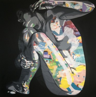 Collages intitulée "Alice IV" par Annabelle Amory, Œuvre d'art originale, Acrylique Monté sur Châssis en bois