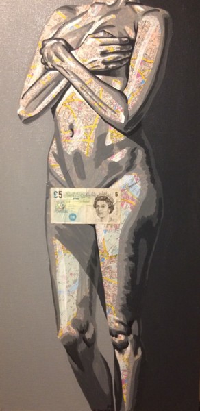 Κολάζ με τίτλο "Claudine, 1972" από Annabelle Amory, Αυθεντικά έργα τέχνης, Ακρυλικό Τοποθετήθηκε στο Ξύλινο φορείο σκελετό