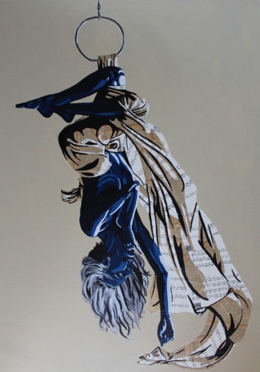 Collages intitulée "La voltigeuse" par Annabelle Amory, Œuvre d'art originale, Acrylique Monté sur Châssis en bois