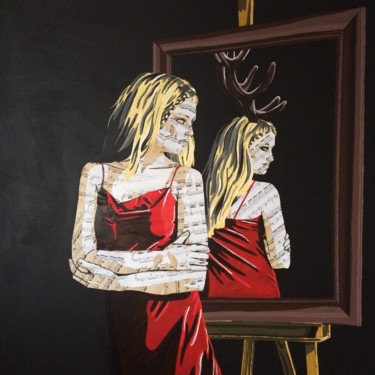 Collages intitulée "Faux-self" par Annabelle Amory, Œuvre d'art originale, Acrylique Monté sur Châssis en bois