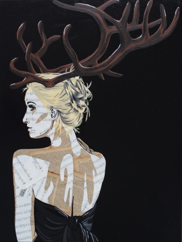 Collages intitulée "Alma" par Annabelle Amory, Œuvre d'art originale, Acrylique Monté sur Châssis en bois