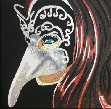 Collages intitolato "Mascarade" da Annabelle Amory, Opera d'arte originale, Acrilico