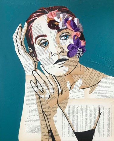 Collagen mit dem Titel "Dolores" von Annabelle Amory, Original-Kunstwerk, Acryl