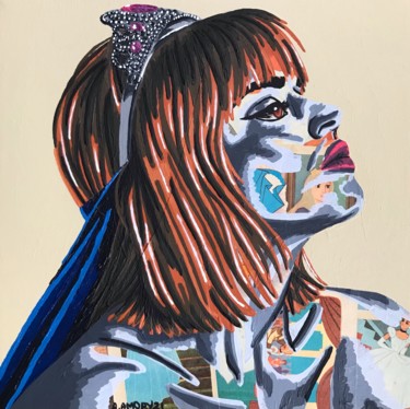 Collages intitulée "Winona" par Annabelle Amory, Œuvre d'art originale, Acrylique Monté sur Châssis en bois