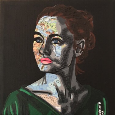 Collages titled "L'Espoir" by Annabelle Amory, Original Artwork, Acrylic Mounted on Wood Stretcher frame