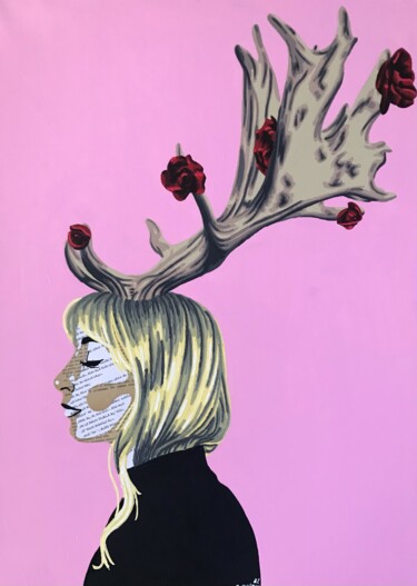 Collages intitulée "Joséphine" par Annabelle Amory, Œuvre d'art originale, Acrylique Monté sur Châssis en bois