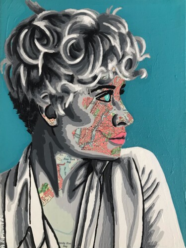 Collages titled "Anita" by Annabelle Amory, Original Artwork, Acrylic Mounted on Wood Stretcher frame