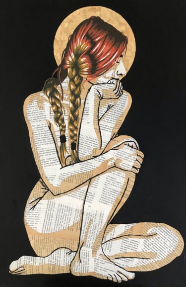 Collages titulada "Magdalena" por Annabelle Amory, Obra de arte original, Acrílico Montado en Bastidor de camilla de madera