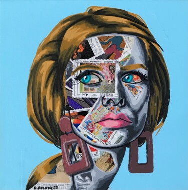 Collages titled "Maya" by Annabelle Amory, Original Artwork, Acrylic Mounted on Wood Stretcher frame