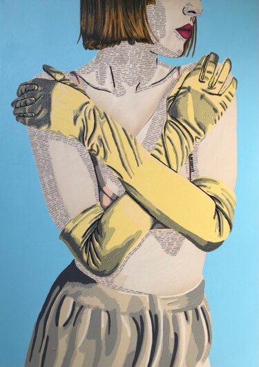 Colagens intitulada "Cher Corps" por Annabelle Amory, Obras de arte originais, Acrílico Montado em Armação em madeira