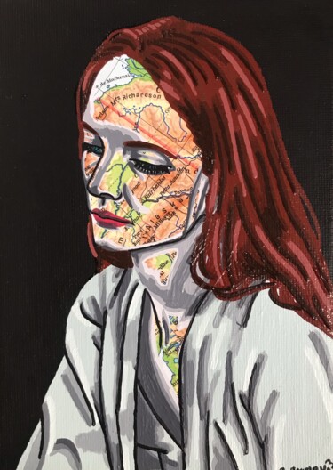 Collages titled "Muriel" by Annabelle Amory, Original Artwork, Acrylic Mounted on Wood Stretcher frame