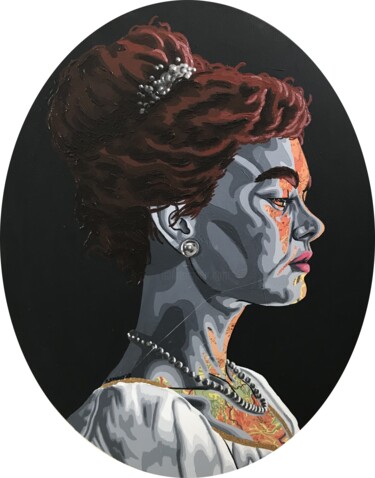 Collages titled "Amélia" by Annabelle Amory, Original Artwork, Acrylic Mounted on Wood Stretcher frame