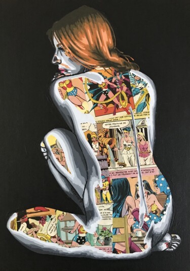 Collages getiteld "Diana" door Annabelle Amory, Origineel Kunstwerk, Acryl Gemonteerd op Karton