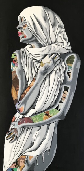 Collages intitulée "Male Gaze" par Annabelle Amory, Œuvre d'art originale, Acrylique Monté sur Châssis en bois