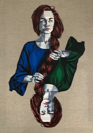 Collages getiteld "Dissociation" door Annabelle Amory, Origineel Kunstwerk, Acryl Gemonteerd op Frame voor houten brancard