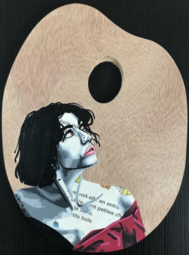 Collagen mit dem Titel "L'Apparition" von Annabelle Amory, Original-Kunstwerk, Acryl
