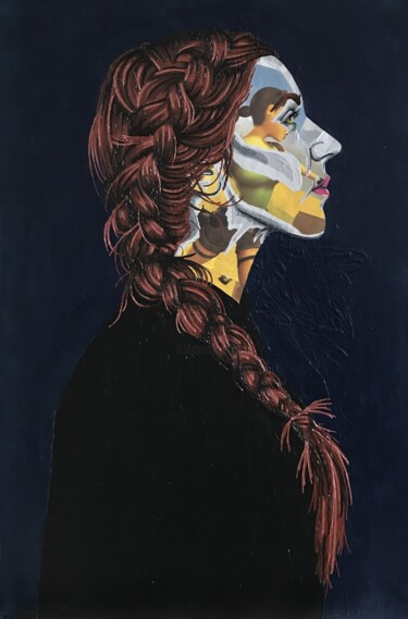 Collagen mit dem Titel "Lara" von Annabelle Amory, Original-Kunstwerk, Acryl Auf Keilrahmen aus Holz montiert