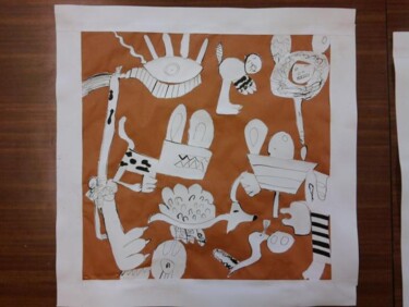 Painting titled "Dessin & Collage" by Annabelle Delage, Original Artwork