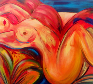 Картина под названием "A Fleur de peau" - Annabelle Malo, Подлинное произведение искусства, Акрил Установлен на Деревянная р…