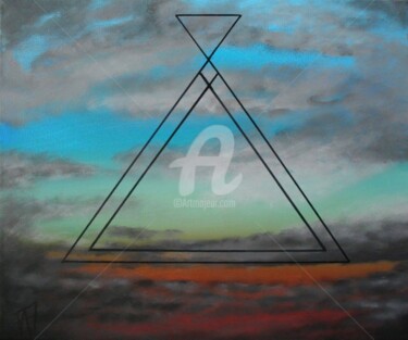 Painting titled "Triangle Sky" by Annabelle Morvan, Original Artwork, Acrylic