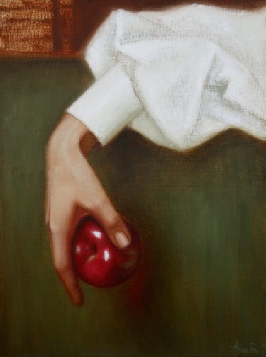 Painting titled "Red apple" by Anna Bernadskaya, Original Artwork, Oil