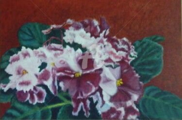 Pintura intitulada "Violetas" por Anna Brazão, Obras de arte originais, Óleo