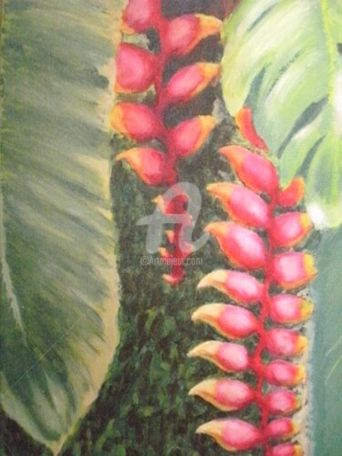 Pintura intitulada "Bananeira de Jardim" por Anna Brazão, Obras de arte originais, Óleo
