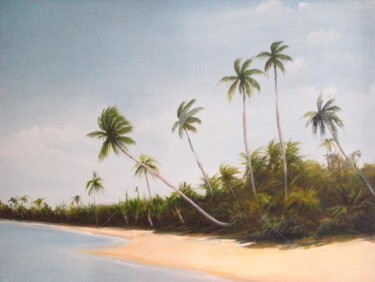 Pintura intitulada "Beach" por Anna Brazão, Obras de arte originais, Óleo