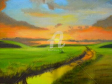 Pintura intitulada "Sunset II" por Anna Brazão, Obras de arte originais, Óleo
