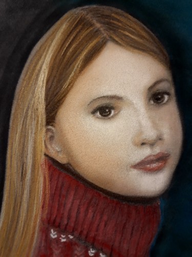 Painting titled "Portrait" by Anna Maglioccola, Original Artwork, Pastel Mounted on Cardboard