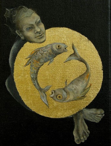 Painting titled "zodiacal fisch" by Anna Kawka, Original Artwork