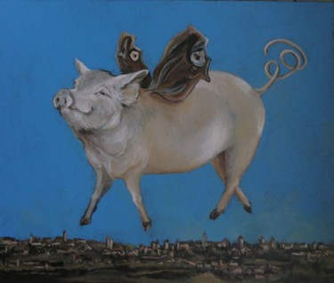 Painting titled "flying high" by Anna Kawka, Original Artwork, Oil