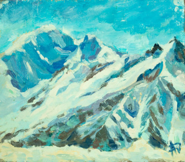 Painting titled "Эльбрус. Ледник Сем…" by Anna Dolganova, Original Artwork, Oil